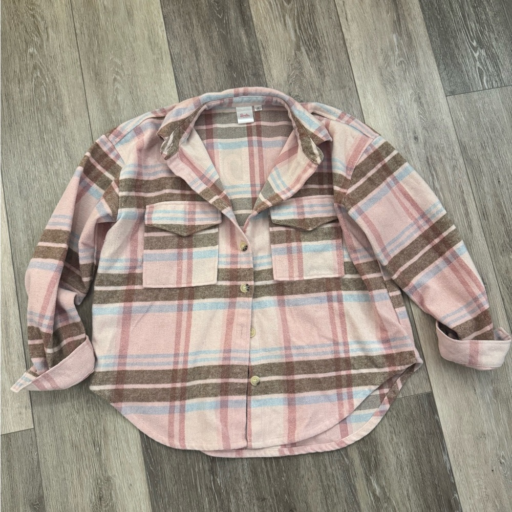 Plaid Barbie Oversized Shirt in Pink and Brown